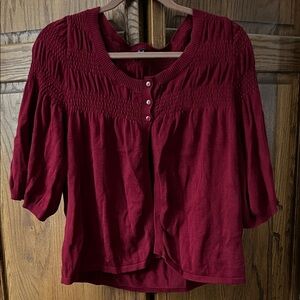 Women's Red Smocked Top/Cardigan